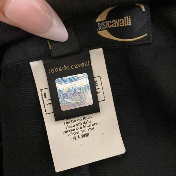 Just Cavalli Wool Black Two Button Women's Blazer US 8 medium IT 44 - Picture 9 of 15